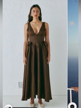 Vrg Grl Daphne Brown Linen Maxi Dress / Sold Out Online